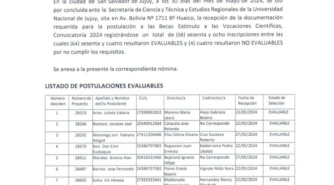 Acta de Cierre – Becas EVC 2024 | Secretaria de Ciencia y Técnica y ...